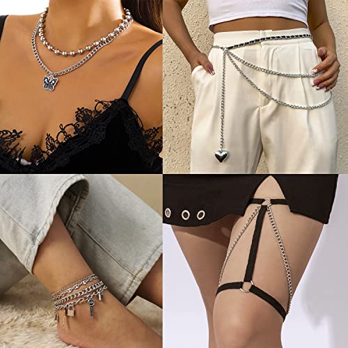 Jishi 16Ft Aluminium Curb Chain Roll, Thick Twisted Chain Links, Silver Plated Metal Craft Chain Curb Link Chain Spool For Jewelry Making Necklace Bracelet Diy Crafts, Jewelry Making Findings Supplies #TOP3