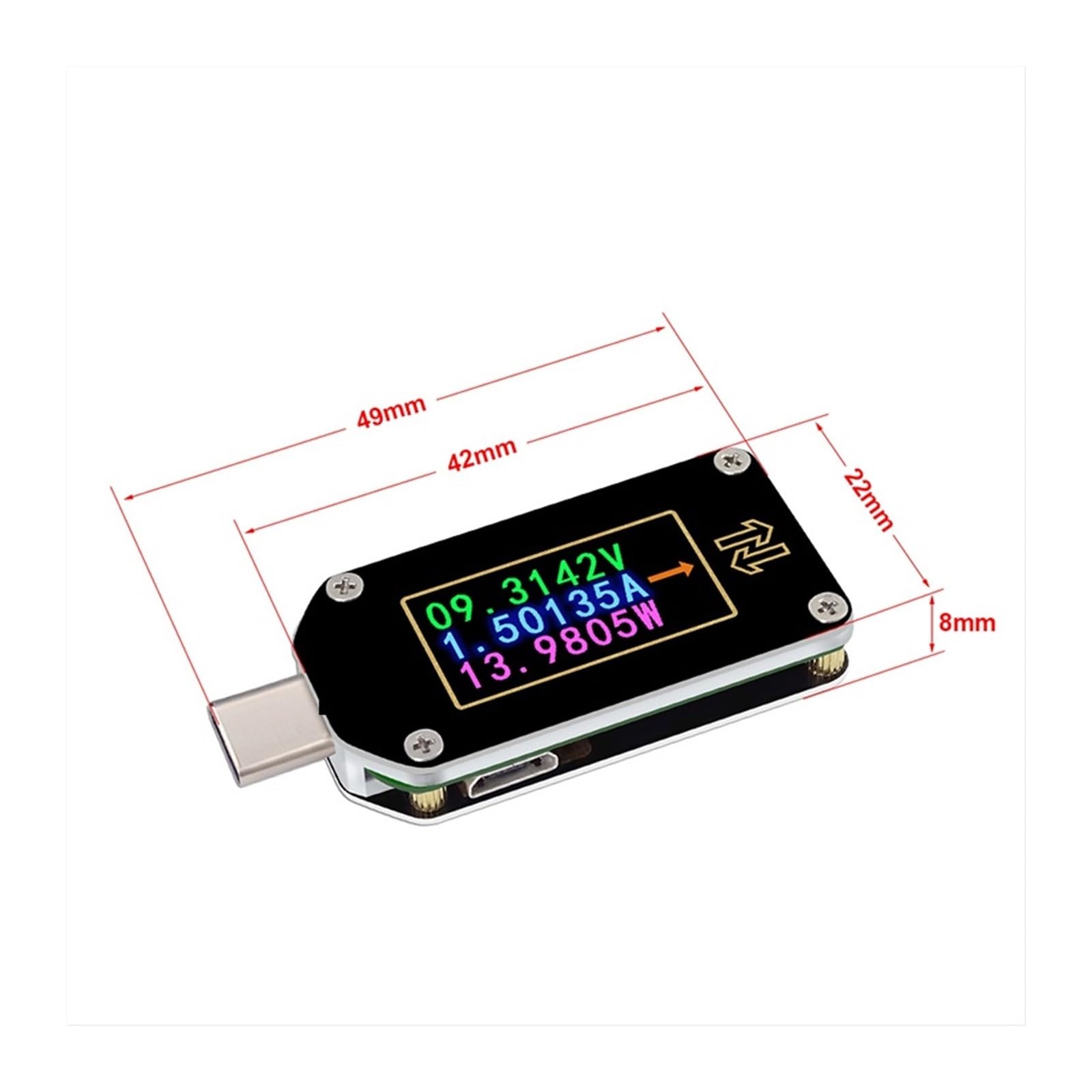 Tester USB Mini USB Tester Type-C Wyzwalacz PD USB-C Woltomierz Amperomierz Miernik napięcia 2-drogowy Miernik prądu Multimetr PD QC2.3/3.0(TC66)