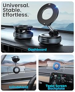 Jononser Magnetic Car Phone Holder for MagSafe, Nano-Gel Suction Cup Car Phone Mount for Car Dashboard & Windshield, Pocket-Size Foldable 360° Adjustable Car Mount for iPhone18 17 16 15 14 13 Series — photo 3 of 6
