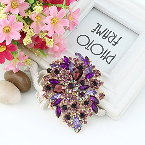 Image of EVER FAITH Women's Austrian Crystal Vintage Style Flower Leaf Cluster Brooch Pendant