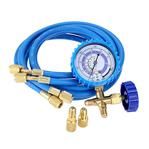 SURIEN R410A Recharge Kit AC Charging Hose, R410A R134A R22 Manifold Gauge Hose Set for Air Condition Refrigeration Charging, with R410a Adapter 1/4' SAE to 1/2' & 5/16'' for Mini Split System