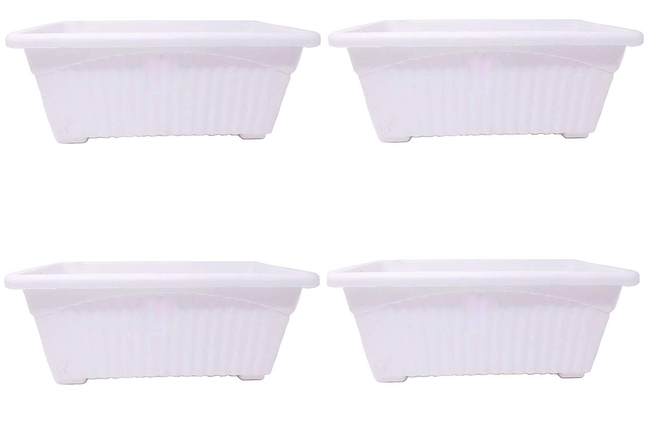 Go Hooked Rectangular Plastic Pots for Plants, Jupiter Flower Pots for Home, Window Display, Garden (Set of 4, White) (35 x 18.5 x 15 cm) (B08MWDKTFT) Amazon Price History, Amazon Price Tracker