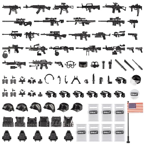 Image of Weapons Pack Military Weapons Accessories Chicken Gear Weapon Parts Toys Military Equipment Battle Blocks Bricks Compatible with Major Brand, 3 Years Old and up, Us Weapons(88pcs)