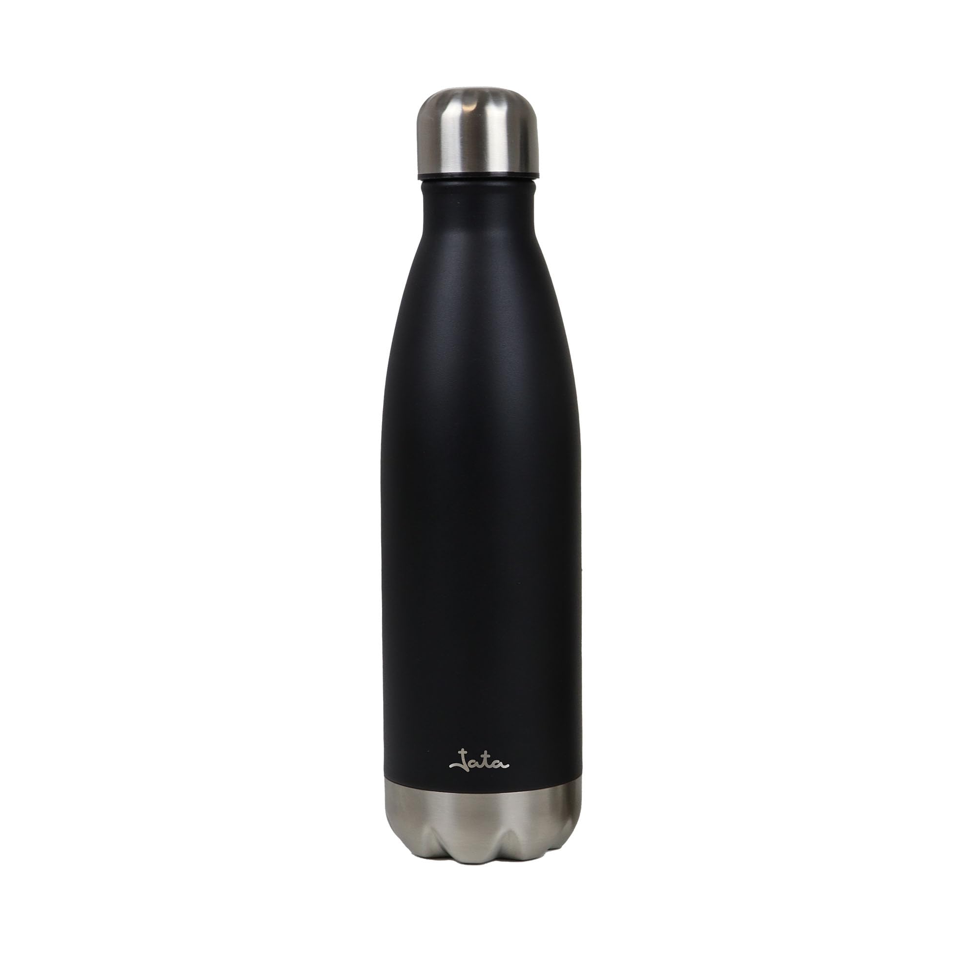 JATA HTER1011 – Stainless Steel Water Bottle 500 ml, BPA-Free Thermal Bottle, Thermos with Screw Closure, Keeps Drinks Cold or Hot, Double Insulation: Inside and Outside, Black