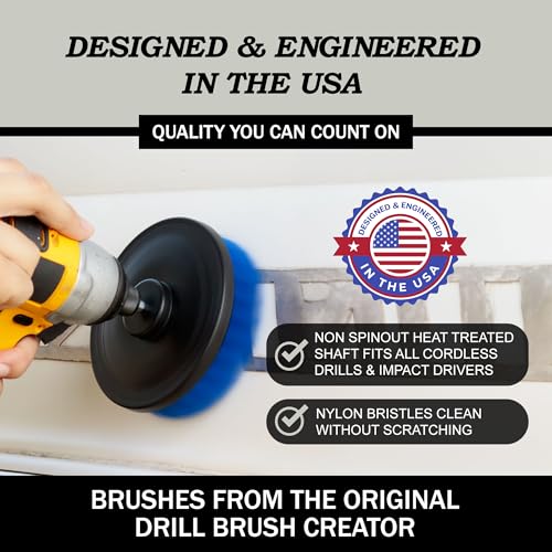 Image of Drill Brush Attachments for Cleaning Carpet, Chairs, Seats, Wheels, Vinyl, Bathroom, Bathtubs, Shower, Tile, Grout, Trucks, Boats - Drill Brush for Car Detailing - Car Detailing Kit Interior Cleaner