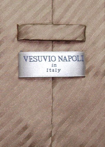 Vesuvio Napoli Men's Dress Vest NeckTie MOCHA Lt. BROWN Vertical Striped Design Neck Tie Set4