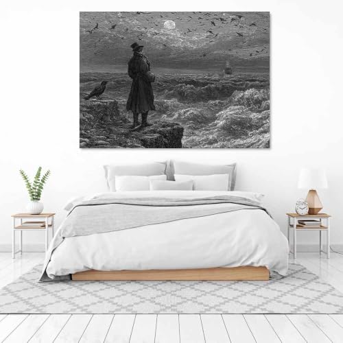 Toile decoration murale grand format impression homme falaise lune - 3