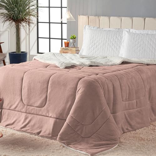 CottonLux Coberdrom Sherpa Micropercal 200 Fios Toque Macio - 240 x 160. Nao agride o ambiente (Rosê