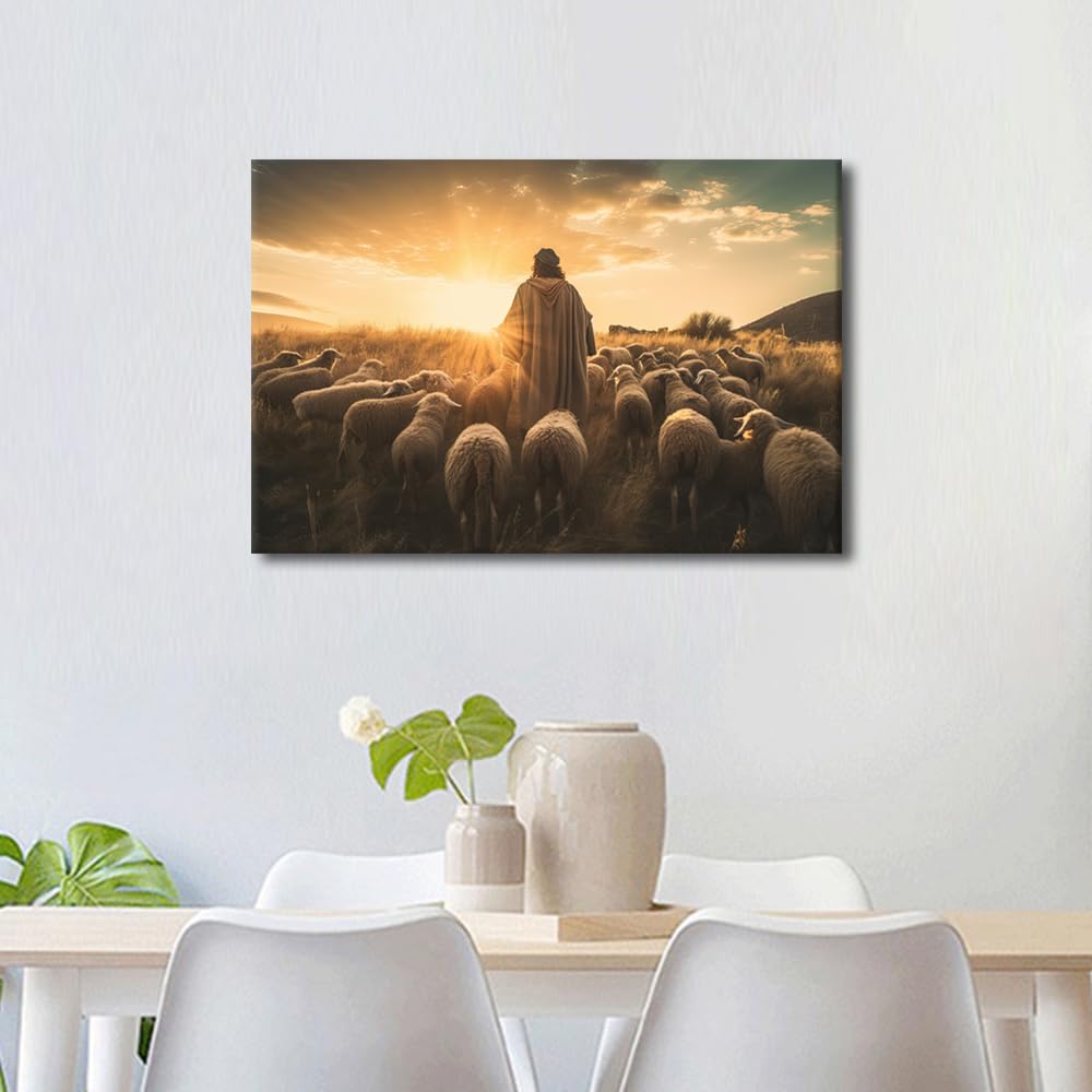TISHIRON Lost Lamb Wall Art Jesus Prints Wall Art Lost Lamb Paintings for Wall Decorations Christian Wall Art Decor Modern Prints Wall Art Home Wall Decor Canvas Art Wall Decor for Bedroom 40x60cm - Image 4