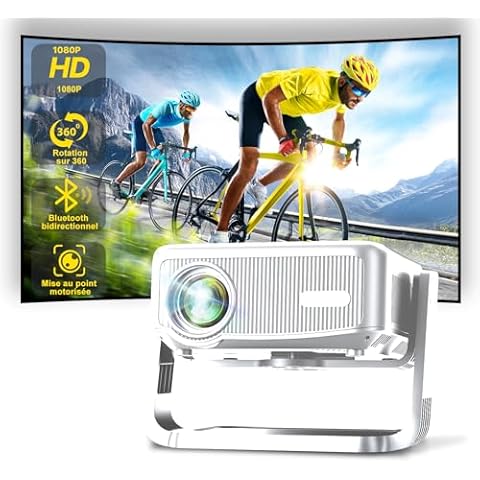 [360°Adjustable Stand] Mini Projector With WiFi And Bluetooth 500 ANSI, Electric Focus & Auto Keystone Correction, ONOAYO GivingYou AY3 Projector, 1080P Bluetooth Projector Home Cinema, (White) Cover