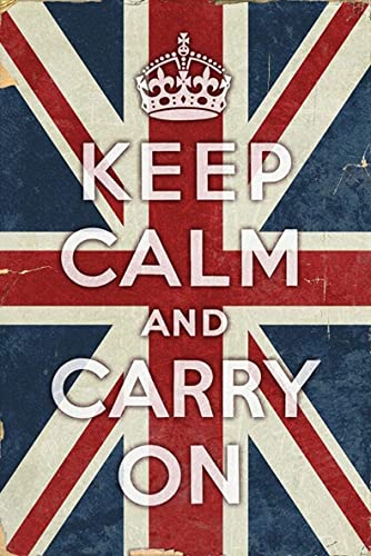 Cartel De Chapa Vintage La Union Jack Mantén La Calma Y Sigue Adelante Pared Muestra Retro Placa Metalica Regalos Letrero De Estaño para Pub Baño Restaurante M