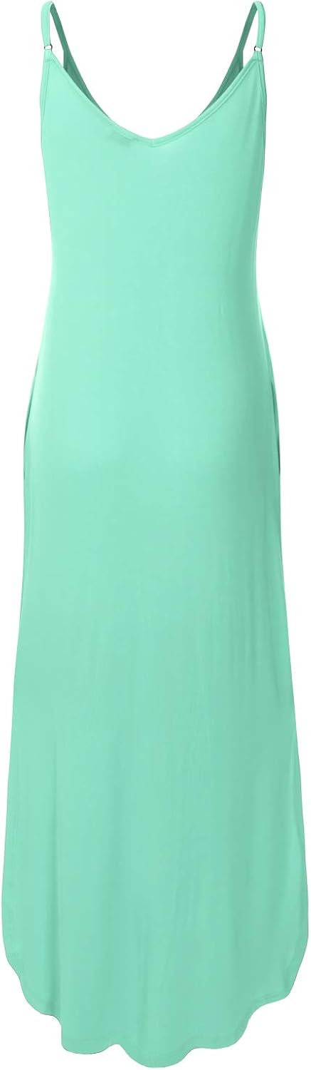 danibe Women's Casual Loose Fit Long Cami Maxi Dress with Pockets (XS-XXL) X-Small Dbd004_aqua