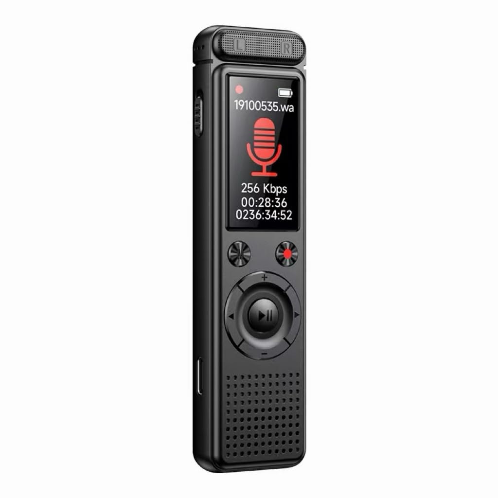 Grabadora de Voz Espia, Grabadora Voz con Memoria de 64 GB | Desbloqueo de Contraseña, Reproductor MP3, Recargable por USB, Para Reuniones y Entrevistas(10.5*2.8*1.8)