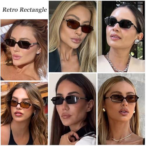 JUDOO Retro Rectangle Sunglasses for Women Men Narrow Vintage 90s Square Sunnies Rectangular Sunglasses Slim Cute Glasses4