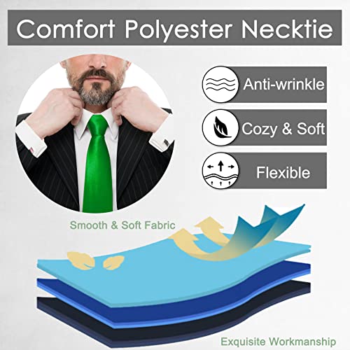 Image of Luckyvestir Mens Tie Solid Satin Neck Ties 3.15'' Formal Necktie for Wedding Business Christmas Father's Valentine's Day Gift