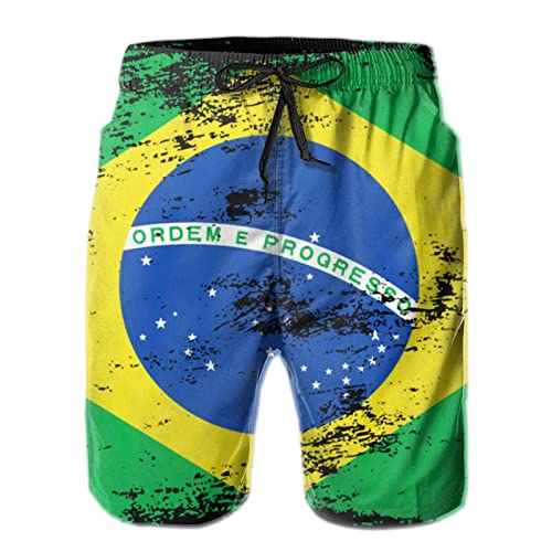 Brasil Flag of Brazil Beach Shorts Men Swim Trunks Boardshorts Pants Swimsuit