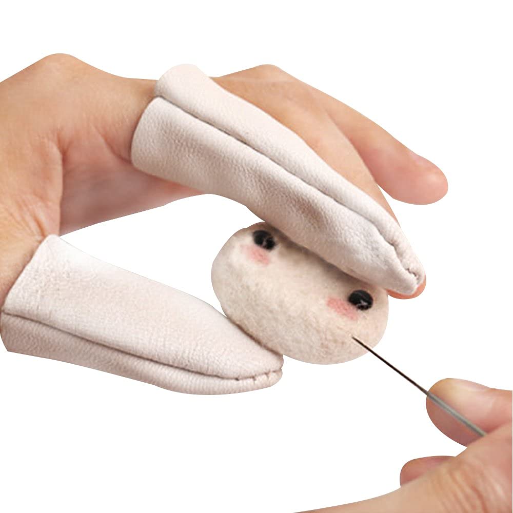 ONECHANCE Needle Felting Leather Finger Protector, Knitting Thumb Index Finger Thimble Guards for DIY Handmade Color Random Size 3 Pairs (6 Pcs)