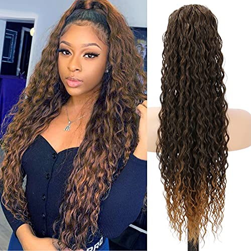 LEOSA Kinky Curly Ponytail Drawstring Hairpiece Synthetic High Puff Afro Curly Ponytail With Comb 30inches (1B-27#)
