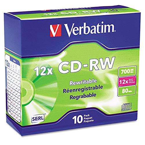 Vtm95156 - Verbatim 95156 700Mb 80-Minute 4X-12X High-Speed Branded Cd-Rws, 10 Pk #TOP12