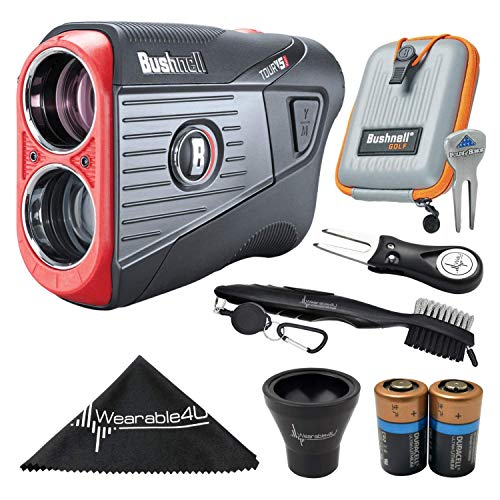 Image of Bushnell Tour V5 / Tour V5 Shift Laser Golf Rangefinder with Included Carrying Case, Carabiner and Wearable4U Bundle