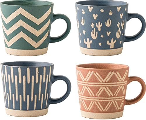 Buren Ceramics 14oz Coffee Mugs Set of 4, Perfect for Latte, Green Tea, Cappuccino and Beverages. Microwave and Dishwasher Safe Cups. Modern Theme Matte Finish, Makes a Great Gift