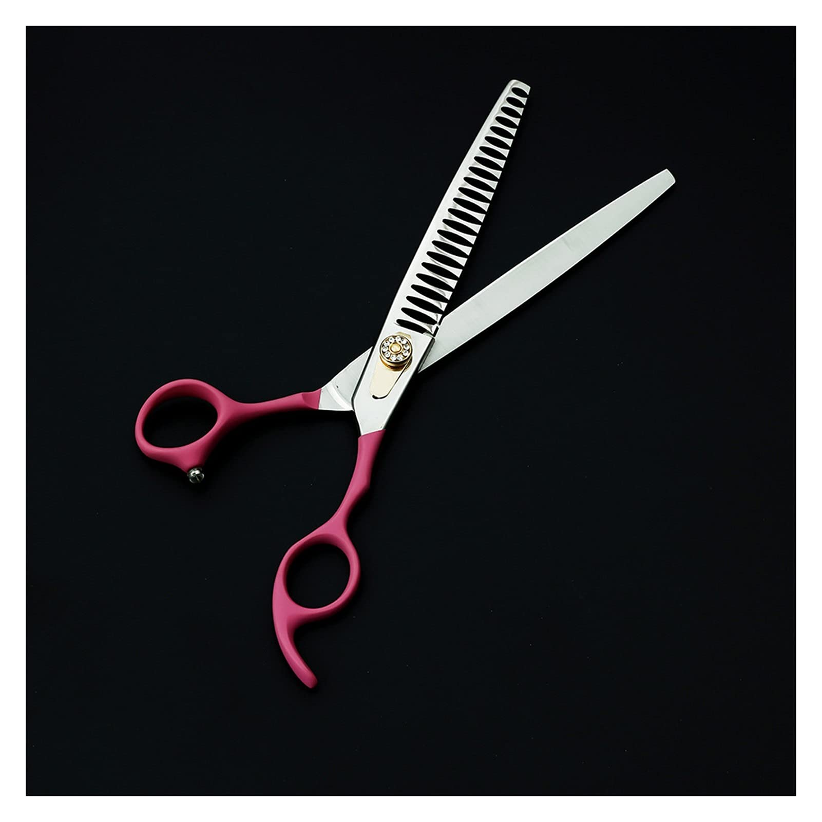 20,3 cm große Fellschere für Hunde, Effilierschere für Hunde, grobhaarige Hundeschere mit elastischen Griffen, Haarschneideschere für die Fellpflege von Haustieren (Farbe: Schere mit Tasche) (Schere