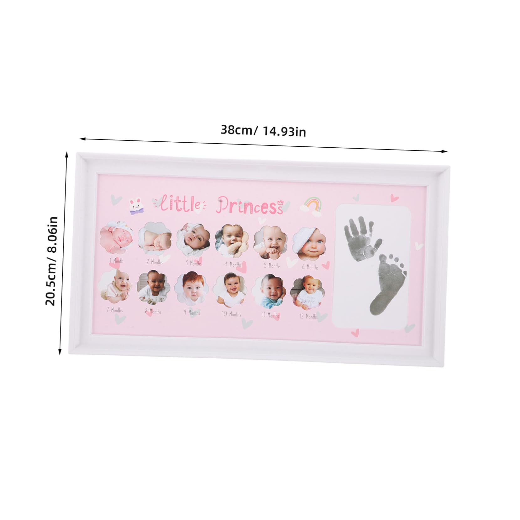 Ciieeo Growth Photo Frame Nursery Picture Frames Foot Print Kit for Photo Frame Footprint Frame Milestone Photo Board for Pictures Handprint Kit Pink