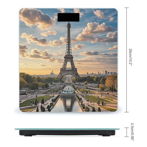Báscula digital de vidrio templado Torre Eiffel 400lb LCD miniatura 2