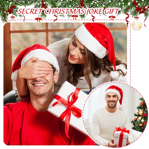 Hestya 4 Stück Weihnachten Mankini Weihnachtsmützen Set Lustiges Weihnachtskostüm für Erwachsene Männer Nikolausmützen für Herren Weihnachtsmann Party Cosplay