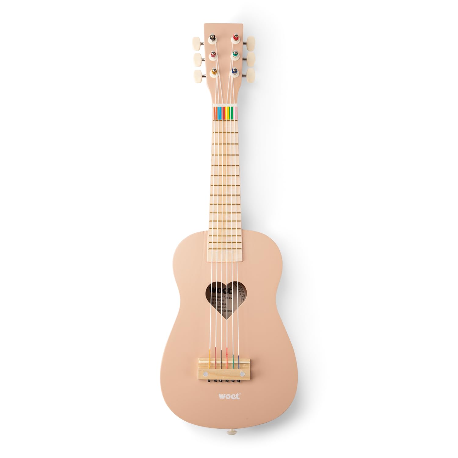 Woet – Chitarra giocattolo in legno per bambini – chitarra acustica rosa 6 corde – giocattolo strumento musicale di risveglio con libretto di canzoni – dai 3 anni – regalo per ragazze e ragazzi