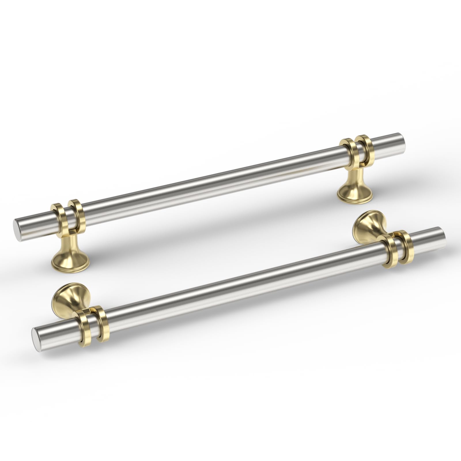 Goldenwarm 5 Pack Brushed Satin Nickel Kitchen Cupboard Handles, 160mm Hole Centers Kitchen Cabinet Handles Silver Drawer Pulls