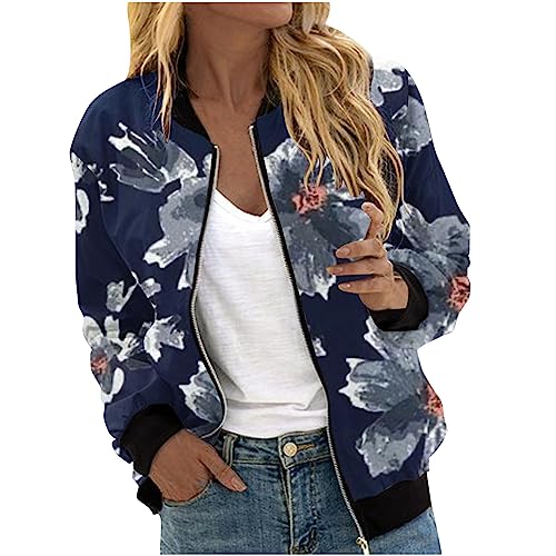 Frühlingsjacke Damen Bomberjacke Blumenmuster Leichte Sommerjacke...