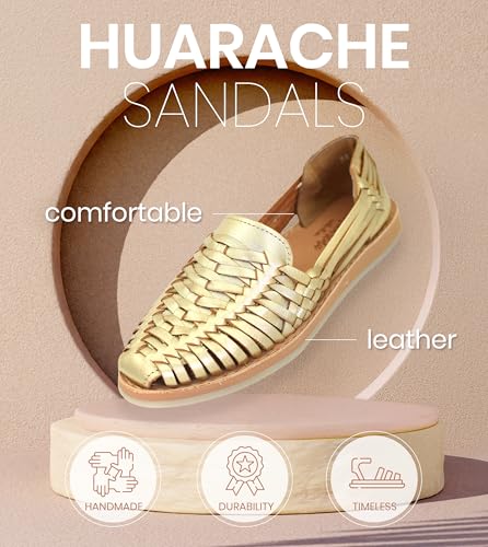 Image of Macarena Collection Womens Shoes Leather Sandal Flat for Women | Huarache Handmade Mexican Sandals | Comfortable & Stylish Womens Sandals 3050