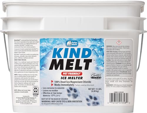 HARRIS Kind Melt Pet Friendly Ice and Snow Melter, Fast Acting 100% Pure Magnesium Chloride Formula with Scoop Included, 15lb
