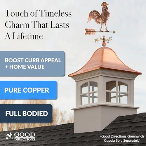 Large-Rooster-Weathervane-Pure-Copper-by-Good-Directions Large Rooster Weathervane Pure Copper by Good Directions