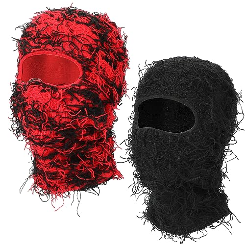 QKURT 2 pièces Cagoule usée, masque de ski tricoté intégral coupe-vent chaud et frais, bonnet pour moto, cyclisme, hiver, masque facial chaud spécial pour déguisement de fête pour hommes, b, Taille
