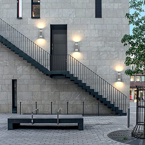 Image of Sytmhoe 2 Packs Cylinder Outdoor Wall Lights,Up /Down Wall Sconce,Stainless Steel LED Wall Light Exterior Outside Lighting,E26 Bulb Waterproof Wall Fixture