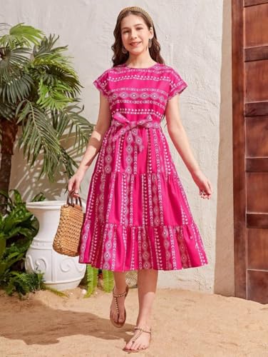 Image of Printed Casual Above the Knee Dresses for Girls