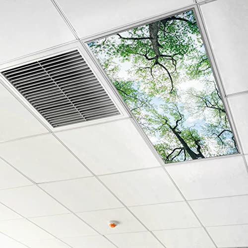Image of Fluorescent Light Covers for Classroom Ceiling Lights - 2x4ft Backlit Film for Fluorescent Fixtures, Easy to Install - School, Office, Sensory, Improve Focus, Eliminate Headaches -Tree