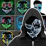TattiOut 仮面 発光 3バターン 多種類から選べる 従来より厚い上質素材 光る マスク ハロウィン コスプレ 仮装 メンズ かっこいい 怖いマスク ホラー 仮装パーティー お面 お祭り 文化祭 学園祭 忘年会 余興 目立つ Halloween イベントグッズ パーティーグッズ 電池式 TO24HA029 仮面舞踏会-D型‐ホワイト