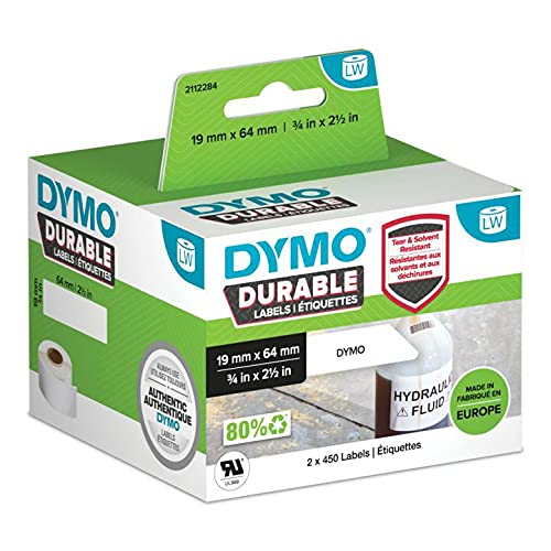 Dymo SANFORD LW Ribbon White Plastic TAPE_LABEL_DISPENSER, 2roll451, 19x64mm (2112284)