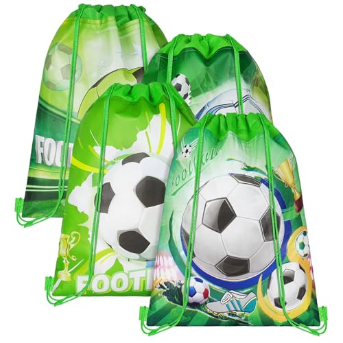 DiULi Bolsa de Deporte con Cordón, Pack de 4 Bolsas de Cuerdas Gimnasia, Mochila Deportiva con Cordón, Mochila de Cuerda Ligero y Multiusos, Sack de Lazo para Niños y Niñas (Verde - 4 Estilos)