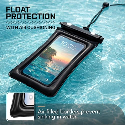 Image of Robustt Floating Waterproof Mobile Pouch with Neck Lanyard | Air Cushion Float Protection & Touch Screen Compatible | Fits Smartphones Upto 7 Inch | Triple Seal Waterproof Cover for Beach, Rain, Pool
