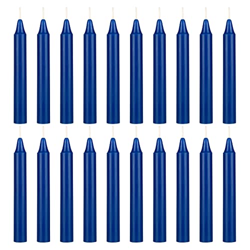 Mega Candles 20 pcs Unscented Dark Blue Exquisite Mini Taper Spell Candles, 4 Inch Tall x 1/2 Inch Diameter, Magic Chimes, Enchantment, Casting Rituals, Witchcraft, Wiccan, Altar, Metaphysical