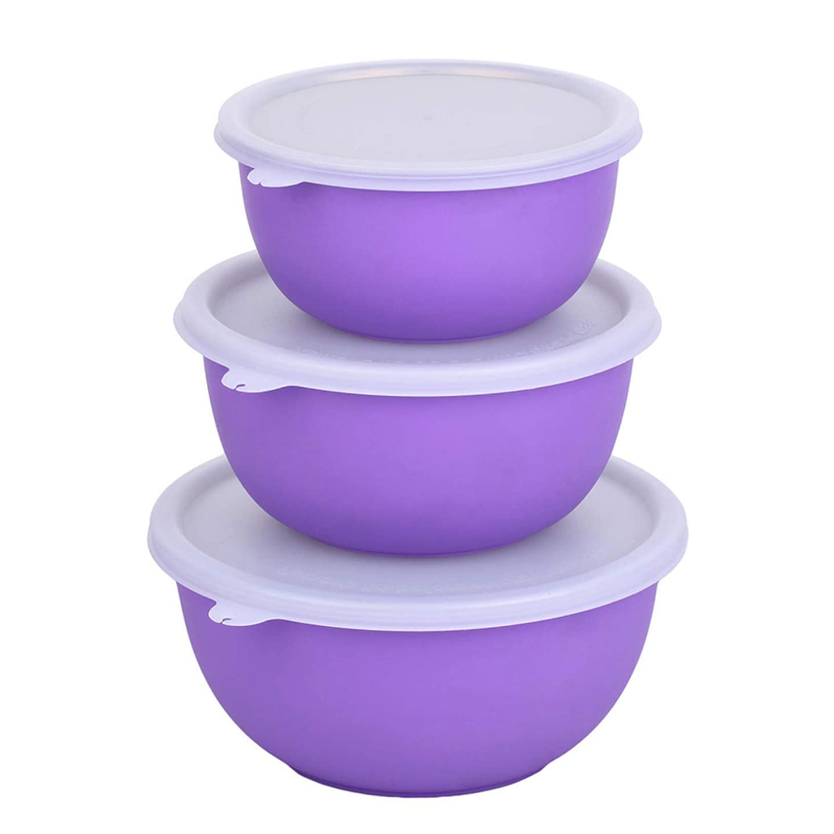 Zaib Steel Mxing Bowl | Micrwoave Safe Stainless Steel Containers for Kitchen with Lid Set of 3 (Puple Classic 3)