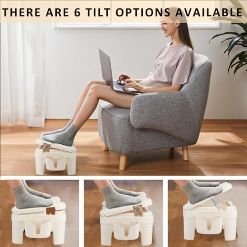 Image of HANNEA Folding Foot Rest Ergonomic Footrest Toilet Squat Potty Stool Anti-Slip Foot Rest Stool with Dual Row Massage Rollers Height-Adjustable Leg Support for Home & Office