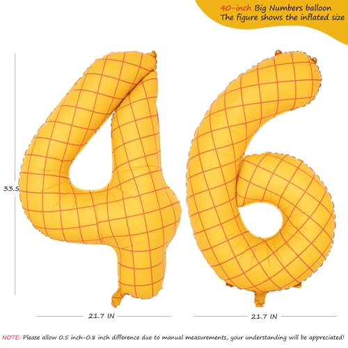 Image of 40 inch Large Number Balloon 46 Toy Inspired Story Yellow Birthday Balloon | Western Rodeo Party Supplies Boy Girl Story Anniversary Kids Birthday Party Cowboy Farm Themed Baby Welcome Decorations