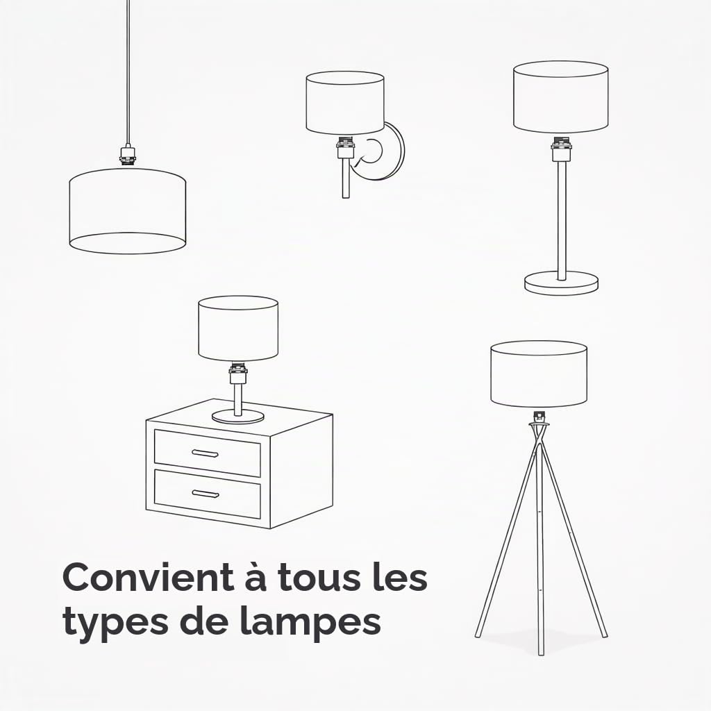 Abat-Jour Cylindrique Tissu en Coton Fait à la Main, pour Lampe de Table, Suspension, Lampadaire (Vert Foncé, Diamètre 25 cm x Hauteur 20 cm)