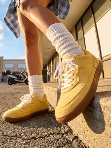 Image of Bacca Bucci Zest Women's Low-Top Walking Sneakers with Suede-Look Upper, Lace-Up Closure, Padded Collar, Perforated Toe Detail, Gum Grip Outsole, Casual Streetwear Shoes