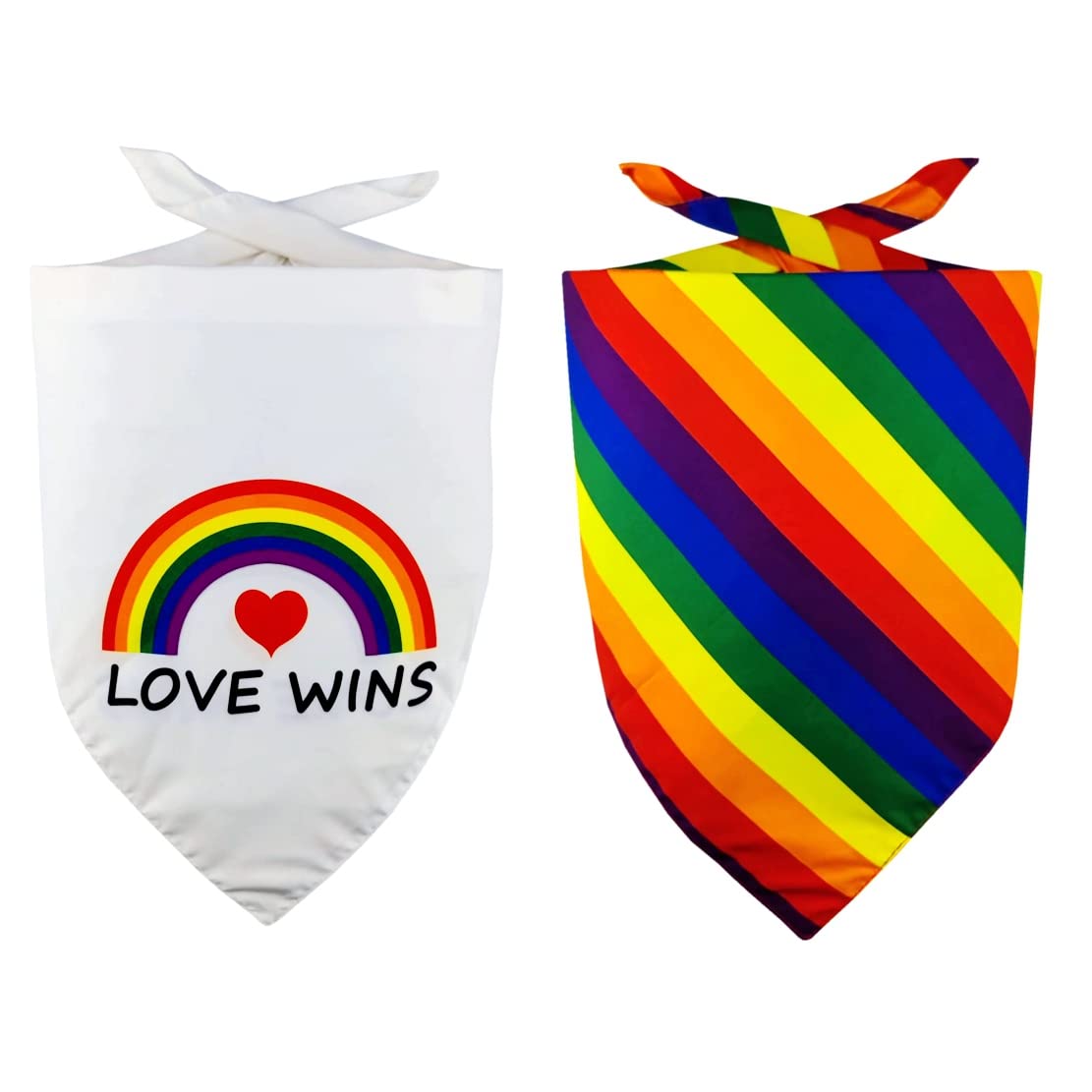 2pcs Rainbow Dog Bandanas Set: Double Sided Puppy Bandanas Pet Party Scarf Triangle Bibs Handkerchief for Small Medium Large Breed Dogs Gift